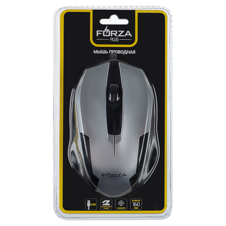 FORZA Компьютерная мышь проводная Shine 1200DPI,3D, каб. 160см, серебристый
