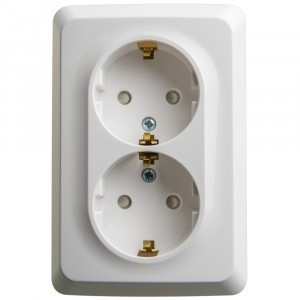 Systeme Electric Этюд роз. угловая ОУ 2 мест. бел. (пл.осн., земля, штор.) PA16-108B (8!)