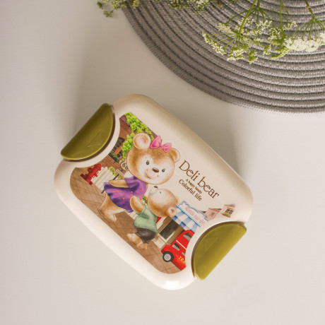 Ланчбокс с ложкой и вилкой "Медвежата", 350мл, полипропилен