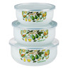 Набор эмалированных салатников с крышками, 6 пр. (14/16/18см, 0,7/1,1/1,4л) "Авокадо"