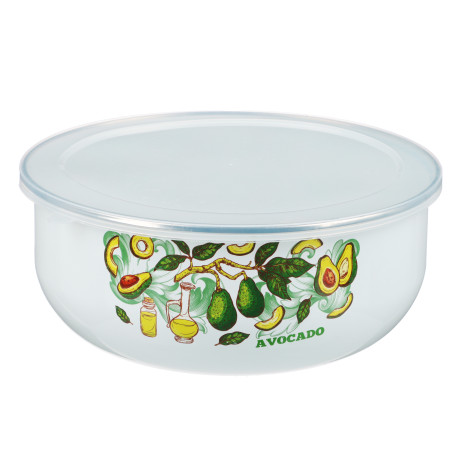 Набор эмалированных салатников с крышками, 6 пр. (14/16/18см, 0,7/1,1/1,4л) "Авокадо"