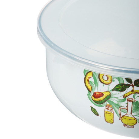 Набор эмалированных салатников с крышками, 6 пр. (14/16/18см, 0,7/1,1/1,4л) "Авокадо"