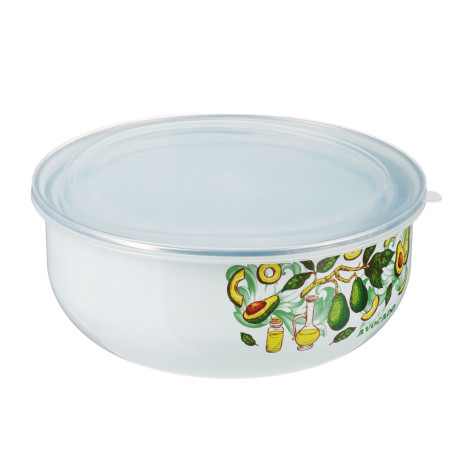 Набор эмалированных салатников с крышками, 6 пр. (14/16/18см, 0,7/1,1/1,4л) "Авокадо"