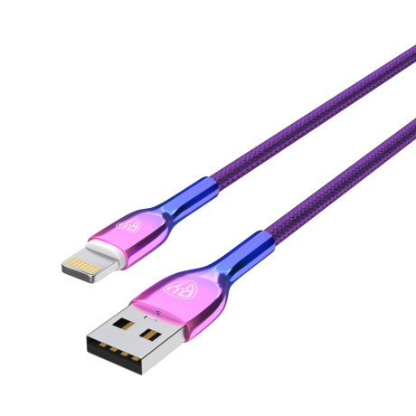 BY Кабель для зарядки Jam iP, 1м, Быстрая зарядка 2.4А, 12W, тканевый, фиолетовый
