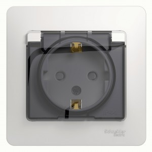 Systeme Electric GLOSSA роз. СУ 1 мест. бел. (пл.осн., земля, штор., крыш, IP44) GSL000148 (10!)