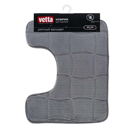 VETTA Коврик для туалета, вельвет, губка 0,8 см, полиэстер, 50х40 см, плитка, графит