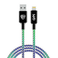 BY Киря Кабель для зарядки MAGIC LIGHT iP, 1м, Быстрая зарядка 2.4А, 12W, подсветка