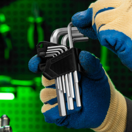 Набор ключей имбусовых, HEX, 1,5-10 мм, CrV, 9 шт. Сибртех