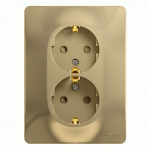 Systeme Electric GLOSSA роз. СУ 2 мест. титан (пл.осн., земля, штор.) GSL000426 (10!)