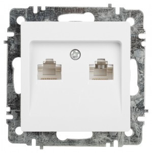 ЭРА Intro Accent мех. роз. СУ 2 мест. комп. (2xRJ45), белый Б0063646