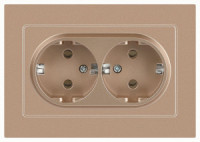 ЭРА Intro Accent мех. роз. СУ 2 мест. (земля), 16А 250В, шампань 6-205-04