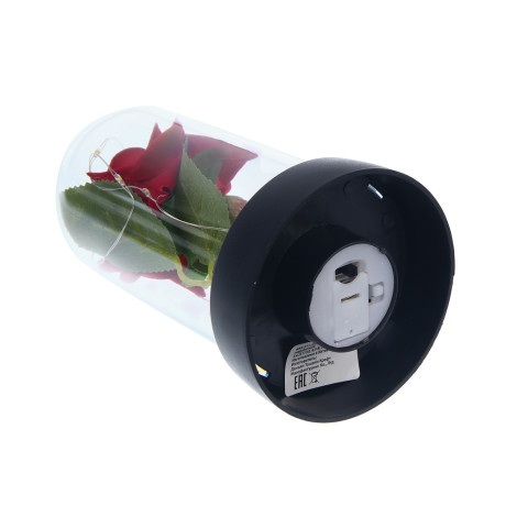 Декор "Роза в колбе" с подсветкой, 15х8х8см, 3хLR1130, ткань, пластик, проволока, 3 вида