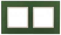 ЭРА 14 Elegance рамка СУ 2 мест.стекло, зеленый+сл.кость 14-5102-27 5336