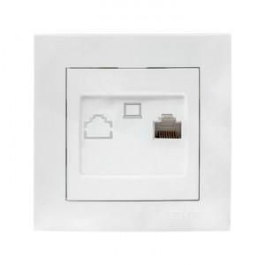 EKF Валенсия роз. СУ комп. RJ-45 2 мест. белая Al/Cu (корпус PC) EWK02-035-10