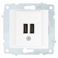 OVIVO мех. роз. СУ USB 5V-2A (2 порта) белый (ко всем рамкам) 600-000301-247