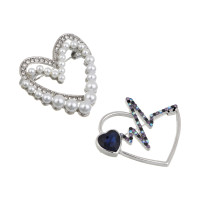 Брошь сердце с камнем, сплав, 2 дизайна, БЖ25-23