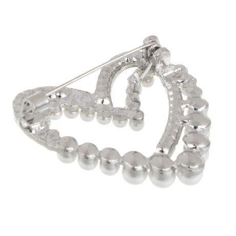 Брошь сердце с камнем, сплав, 2 дизайна, БЖ25-23