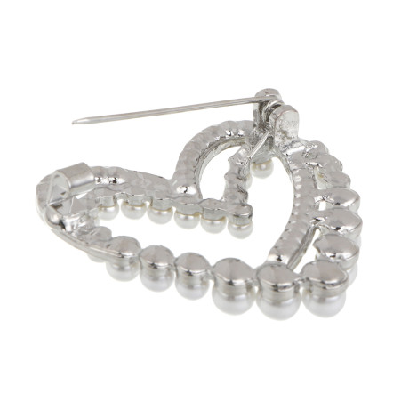 Брошь сердце с камнем, сплав, 2 дизайна, БЖ25-23