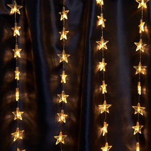 Feron Гирлянда-занавес ЗВЕЗДОЧКИ 100LED 2700K 2x1м, IP20, прозр.шнур 3м, соед.3шт CL25 48607