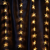 Feron Гирлянда-занавес ЗВЕЗДОЧКИ 100LED 2700K 2x1м, IP20, прозр.шнур 3м, соед.3шт CL25 48607