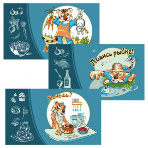 Доска разделочная Тигрохоббия 29*17см 3 дизайна (кратность 3!!!) береза MT88-415 Мультидом