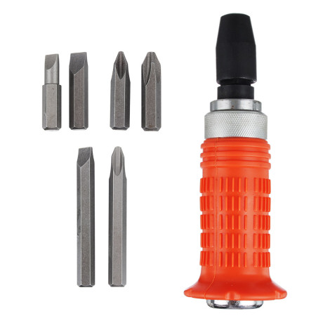 ЕРМАК Отвёртка ударная 160мм с обрезиненной ручкой, 6 насадок, пластик бокс