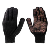 Перчатки трикотажные, акрил, ПВХ гель, &quot;Протектор&quot;, черны, оверлок Сибртех