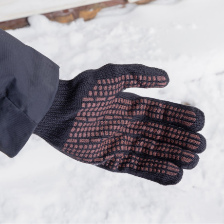 Перчатки трикотажные, акрил, ПВХ гель, "Протектор", черны, оверлок Сибртех