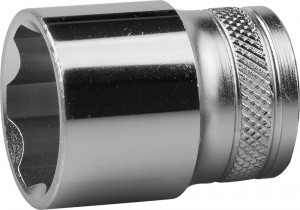 Торц головка KRAFTOOL "INDUSTRIE QUALITAT", Cr-V, FLANK, хромосатинир, 1/2", 22мм zu27805-22