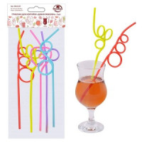 Трубочки для напитков &quot;Дикая Мексика&quot; 26см, 5шт/уп, цена за уп (кратность 5!!!) 13-157 Мультидом