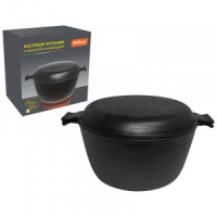 Кастрюля чугунная Mallony CC-24/45, 4,5л, d=24см, с крышкой-сковородой, масл. термопокрытие 985009
