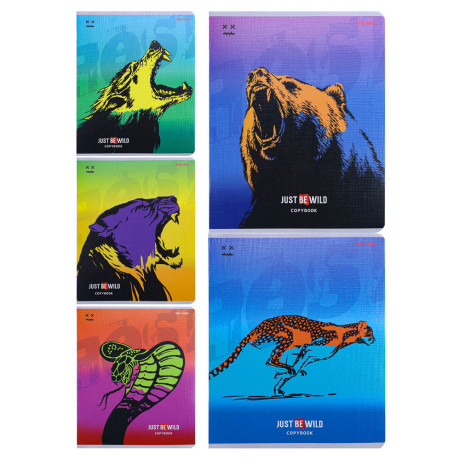 Тетрадь 48л. в клетку, офсет, обл. мел.картон, скрепка, твин лак, микс