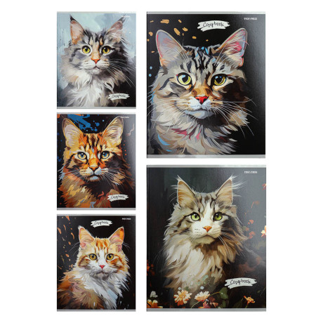 Тетрадь 48л. в клетку, офсет, обл. мел.картон, скрепка, твин лак, микс