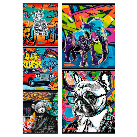 Тетрадь 48л. в клетку, офсет, обл. мел.картон, скрепка, твин лак, микс