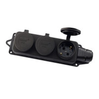 Lezard колодка ОУ тройная 3гн. с загл. каучук 2P+E 1x16 220-240V IP44 106-0400-0101/101