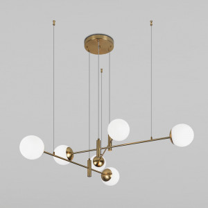 Eurosvet св-к подвес. 6x60W E27 1170х1170х1070 мет бел мат./латунь Planet 70146/6 Умный дом a062028