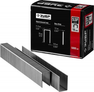 Скобы тип 53F, 19 мм, особотвердые, ЗУБР "ПРОФЕССИОНАЛ" 31950-19, 5000 шт