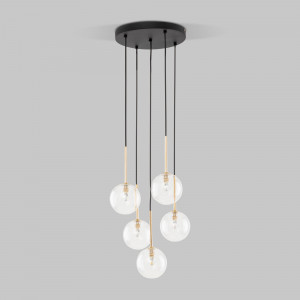 TK Lighting св-к подвесной 5х8W 350х350х970 пластик золото/прозрачный/черный Nilos 5943 a068680