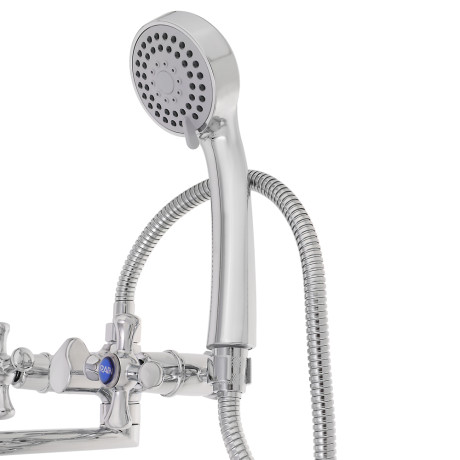 RAIN Смеситель для ванны Нефрит, прямой излив 35см, керам. кран-буксы 1/2, душ. набор, латунь, хром