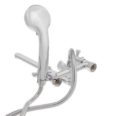 RAIN Смеситель для ванны Нефрит, прямой излив 35см, керам. кран-буксы 1/2, душ. набор, латунь, хром