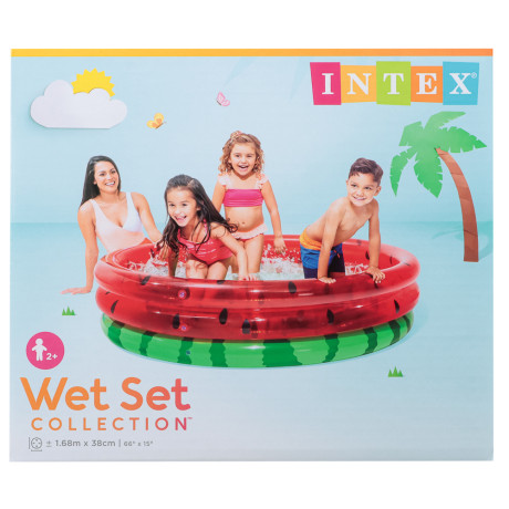 INTEX Бассейн арбуз, 3 кольца, от 2 лет,168х38 см, 58448NP