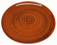 Тарелка большая оранж полоска, 22*3см (кратность 10!!!) керамика 101580