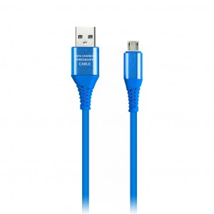 Дата-кабель USB(A)шт. - microUSBшт.Smartbuy рез.опл. Gear, 1м, мет.након., 2А, син.(iK-12ERG blue)