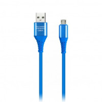 Дата-кабель USB(A)шт. - microUSBшт.Smartbuy рез.опл. Gear, 1м, мет.након., 2А, син.(iK-12ERG blue)