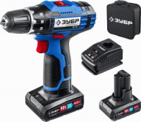 ЗУБР дрель-шуруповерт 12В, 40Нм, 2 АКБ (4Ач), (тип Т7), Профессионал, DL-121-42