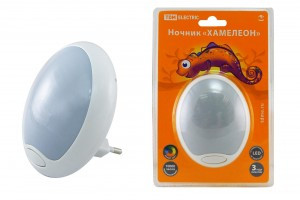 TDM св-к-ночник св/д 0,5W  "Хамелеон" d85мм, белый, с выкл. (10!) SQ0357-0006