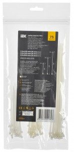 IEK Набор хомутов (стяжки) нейлон 2,5х100,2,5х150,2,5х200бел. (75шт/упак цена за уп)  UNH35-N01-075