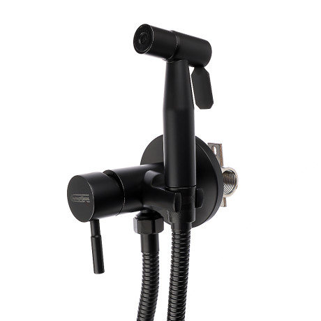 СоюзКран Смеситель для биде с гигиенич. душем настенный, картр. 25мм, черный, нерж. сталь, SS03-R132