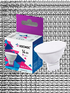 Космос MR16 GU5.3 220V 14W(1260lm) 6500K 6K матов. 55x50 LkecLED14wJCDRC65