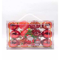 Набор елочных украшений JT25-AL098 4см 12шт Шары красный (6шт фактур грани, 3шт нить, 3шт &quot;воздушный&quot;) (144)